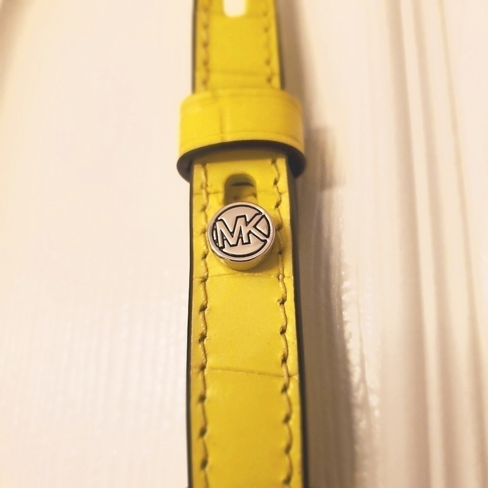 MICHAEL KORS HENDRIX SHOULDER FLAP BAG YELLOW CROC GENUINE LEATHER CROSSBODY - Picture 9 of 15